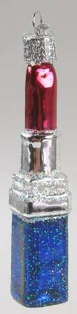 Old World Christmas Lipstick Blue Case/Pink Stick - No Box Nb1630