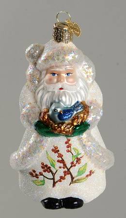 Old World Christmas Glistening Bird In Hand Santa - No Box Nb1791
