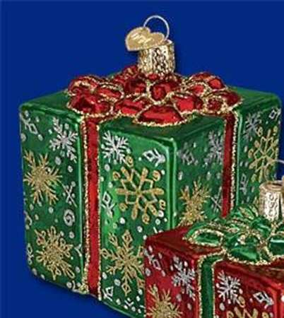 Old World Christmas Sparkling Present - Green - No Box Nb1777