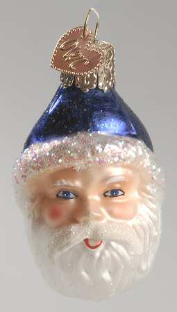 Santa and Mrs Claus Mini Santa Head - Blue - No Box