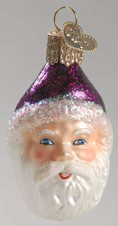 Santa and Mrs Claus Mini Santa Head - Purple - No Box