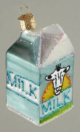 Old World Christmas Milk Carton-Blue - No Box Nb2478