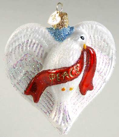 Birds-Hanging Peace Dove Heart - No Box