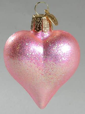 Old World Christmas Asst Heart-Pink #3 Peachy/Matte - No Box Nb1906