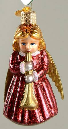 Old World Christmas Angel With Horn - Red - No Box Nb2045