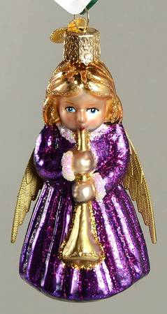 Old World Christmas Angel With Horn - Purple - No Box Nb2044