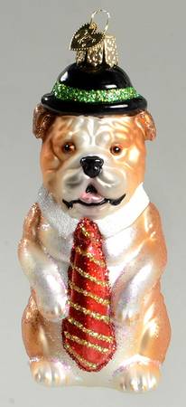 Old World Christmas Mr. Business Bulldog - No Box Nb2056