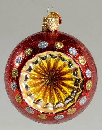 Old World Christmas Christmastime Reflector-Round Red - No Box Nb2159