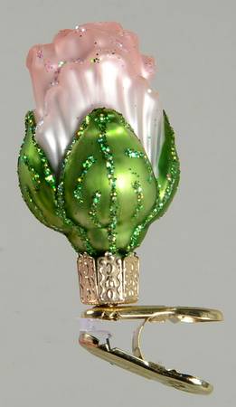 Old World Christmas Clip-On Rosebud - Light Pink - No Box Nb2133