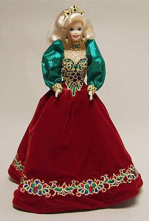 Holiday Barbie-Porcelain Holiday Jewel Barbie - With Box