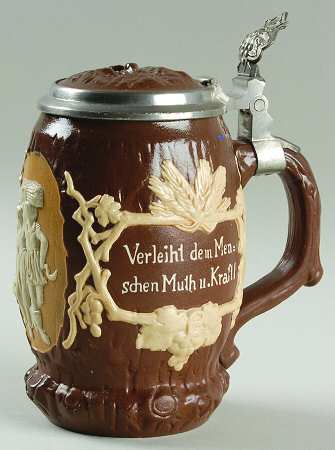 Mettlach Steins Harvest Stein W/ Lid - Boxed