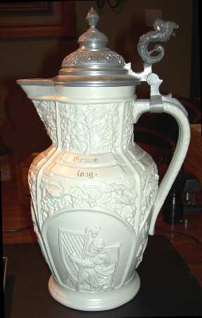 Mettlach Steins German Pitcher W/ Lid - Boxed