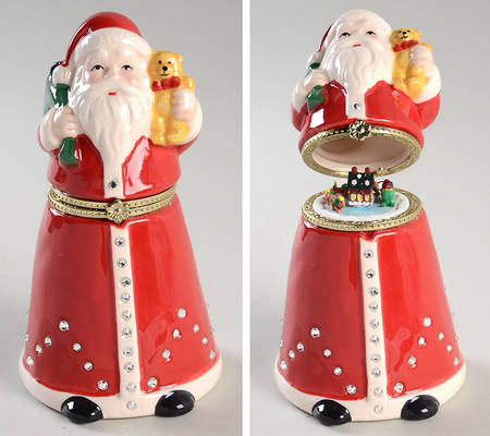 Hinged Box Musicals Santa With Swarovski Gems - Boxed