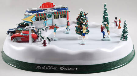 Animated Tabletop Vignette Scenes Rock N Roll Christmas - No Box