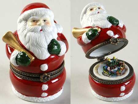 Hinged Box Musicals Santa-We Wish You A Merry Christmas - Boxed