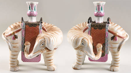 Mottahedah Giftware & Figurines Elephant Candlestick- Pair  - No Box