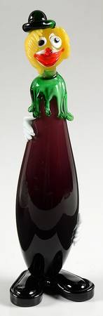Murano Figurines Clown-Egg Plant Body - No Box