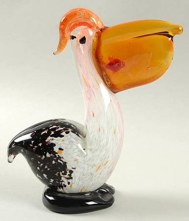 Murano Figurines Pelican-Orange Beak And Head - No Box