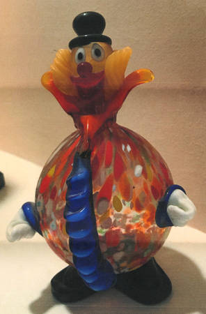 Murano Figurines Clown-Round Body/Confetti - No Box