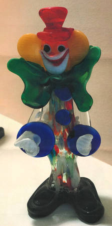 Murano Figurines Clown W/Green Bow Tie - No Box