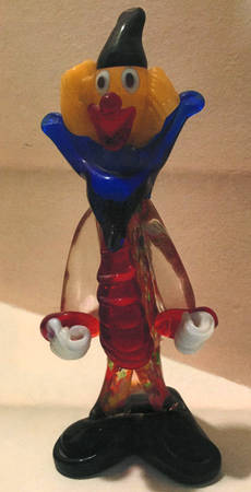 Murano Figurines Clown-Red/Blue - No Box