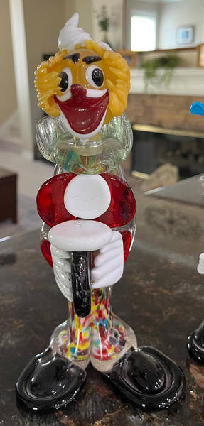 Murano Figurines Clown With White & Black Disks - No Box