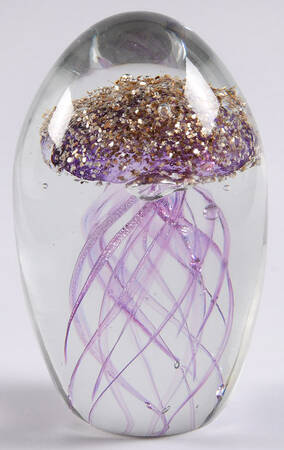 Murano Figurines Jellyfish Paperweight-Purple/Gold - No Box