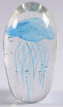 Murano Figurines Jellyfish Paperweight-Clear/Blue - No Box