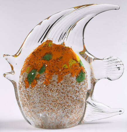Murano Figurines Angelfish - Orange/White/Gold - No Box
