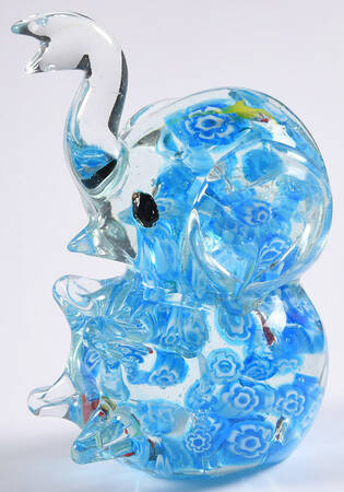 Murano Figurines Elephant - Millefiori Blue - No Box