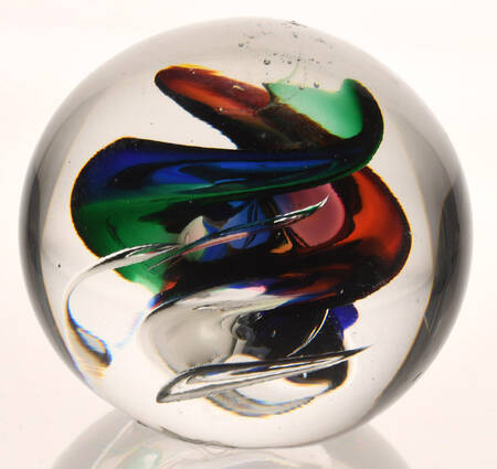 Murano Figurines Blue, Red, Green Swirl Paperwe - No Box
