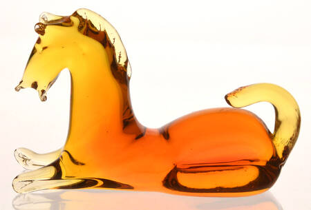 Murano Figurines Horse-Laying/Amberina - No Box