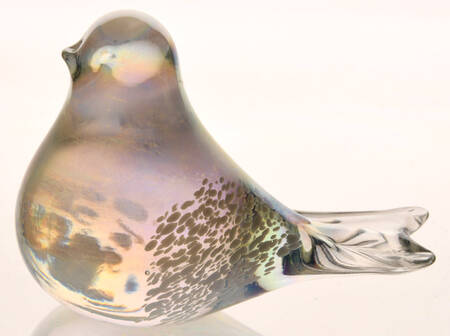 Murano Figurines Bird-Iridescent/White - No Box