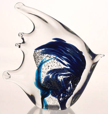 Murano Figurines Fish-Blue/Aqua Inside - No Box