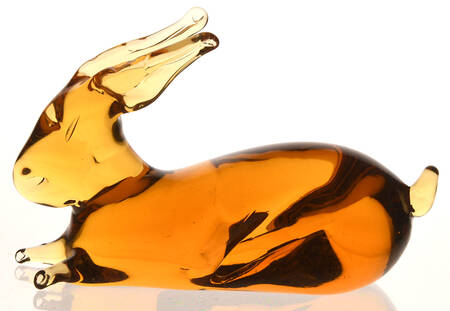 Murano Figurines Rabbit-Laying/Amber - No Box