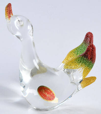 Murano Figurines Duck-Red,Green & Yellow Accents - No Box
