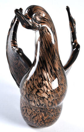 Murano Figurines Duck-Black & Copper Fleck - No Box
