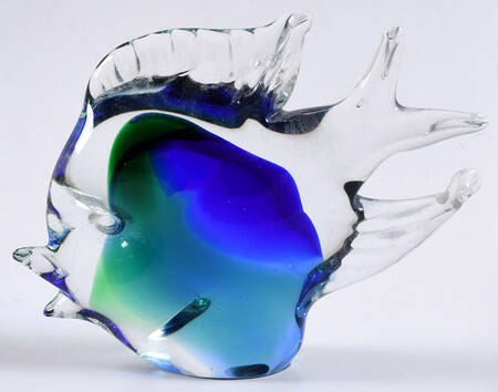 Murano Figurines Angelfish-Blue/Green - No Box