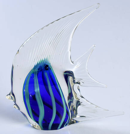 Murano Figurines Angel Fish - Blue & Green Stripe - No Box