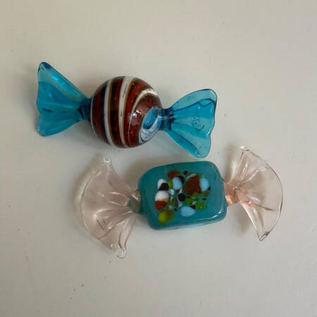 Candy Pieces Stripped W/Turquoise Wrapper - No Box