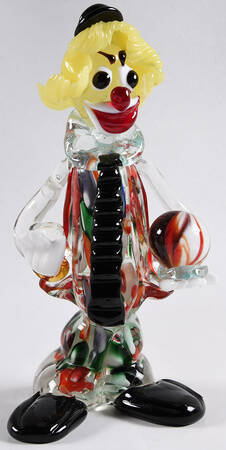 Murano Figurines Clown With Ball/Yellow Hair - No Box