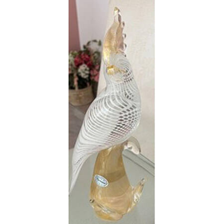 Murano Figurines Cockatoo-Gold And White - No Box