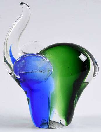 Murano Figurines Elephant Blue And Green - No Box