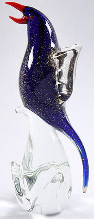 Murano Figurines Cobalt Bird With Gold Flecks - No Box