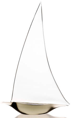 Murano Figurines Sailboat - Smoke And Clear - No Box