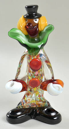 Murano Figurines Clown W/Green Bow & Black Hat - No Box 108