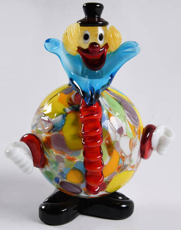 Murano Figurines Clown Round Red Ruffles - No Box
