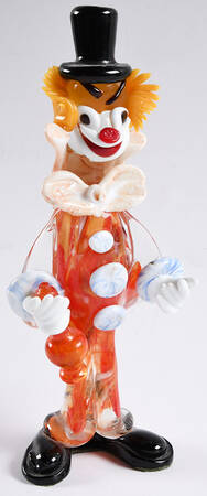 Murano Figurines Clown-Red & White With Vase In Hand - No Box