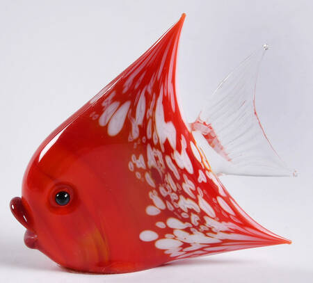 Murano Figurines Miniature Angel Fish-Red W/Whi - No Box