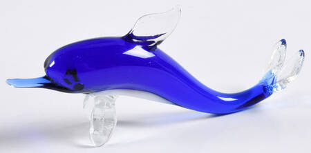 Murano Figurines Miniature Dolphin-Cobalt - No Box